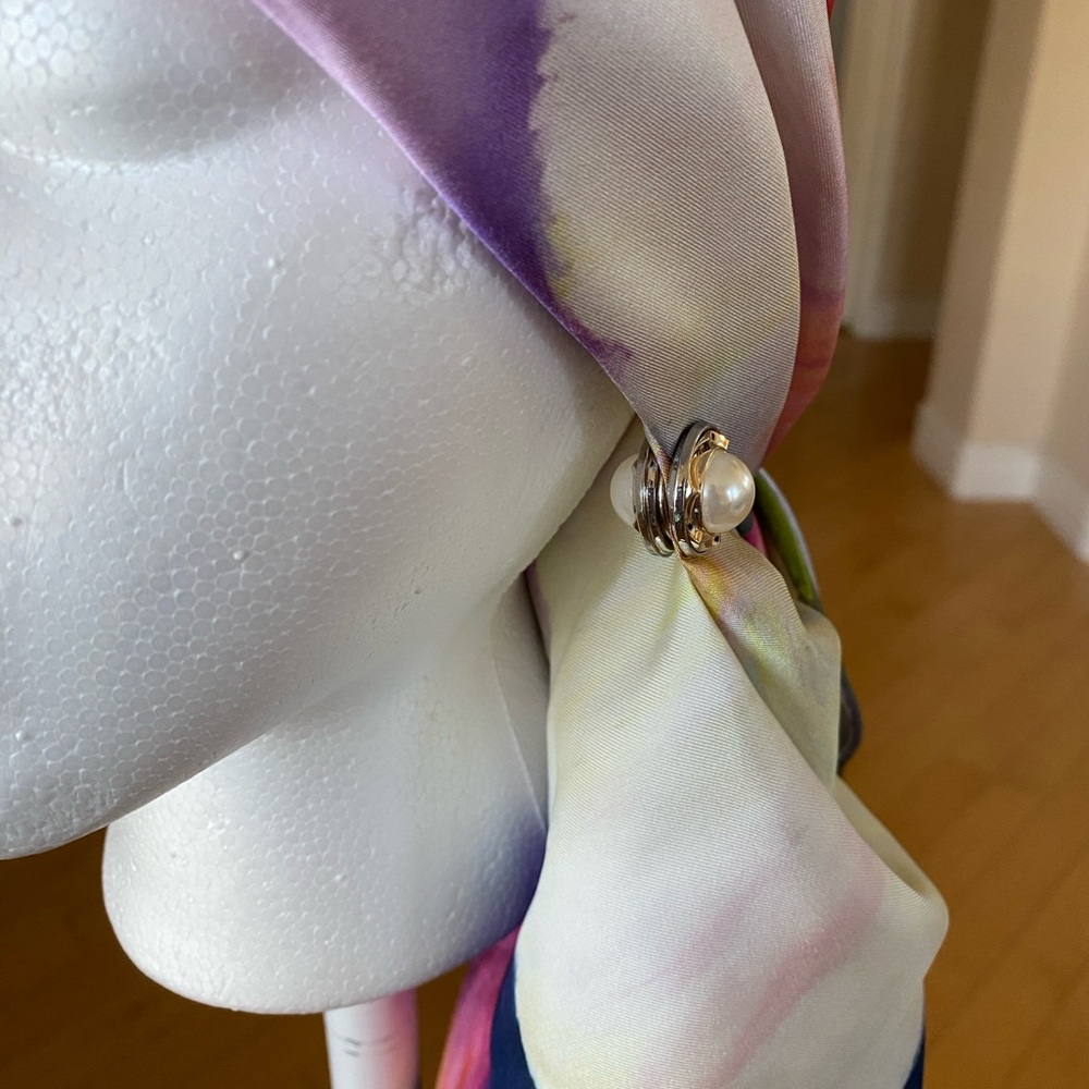 BONUS GIFT Mulberry Silk HANDMADE Vibrant Abstract Colorful Scarf Shawl Wrap - Picture 9 of 13